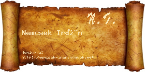 Nemcsek Irén névjegykártya